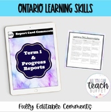 Ontario Learning Skills Report Card Comments (Term 1 & Pro
