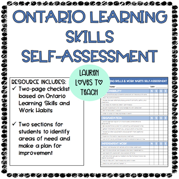 Preview of Ontario Learning Skills Self-Assessment Checklist