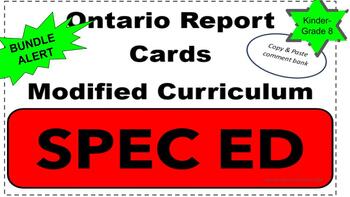 Preview of Ontario MODIFIED CURRICULUM Report Card Comment Bank incl LSWB, K-8