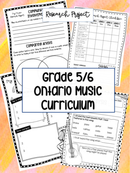 Preview of Ontario Music Curriculum Grade 5/6 - Research Project