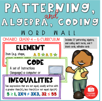 Patterns and Algebraic Thinking Illustrated Math Word Wall