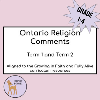 Preview of Ontario Religion Comments (GRADE 1-4)