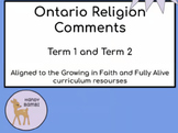 Ontario Religion Comments- Grade 1