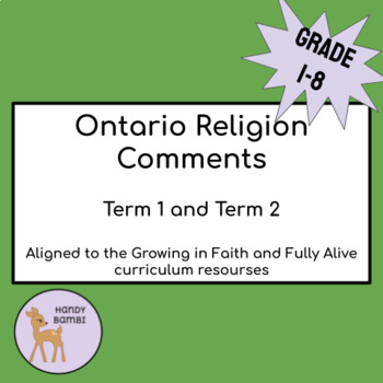 Preview of Ontario Religion Comments (Grade 1-8)