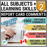 Ontario Report Card Comments - Grade 2 - ALL SUBJECTS & Le