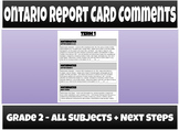 Ontario Report Card Comments - Grade 2 - ALL SUBJECTS (NEW