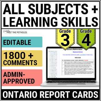 Preview of Ontario Report Card Comments | All Subjects & Learning Skills | Grade 3 Grade 4