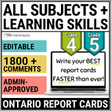 Ontario Report Card Comments * Grade 4 Grade 5 * All Subje
