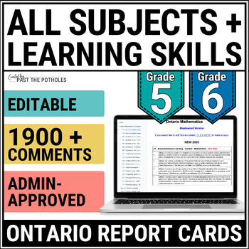 Preview of Ontario Report Card Comments | All Subjects & Learning Skills | Grade 5 Grade 6
