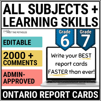 Preview of Ontario Report Card Comments | All Subjects & Learning Skills | Grade 6 Grade 7