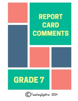 Preview of Ontario Report Card Comments - Grade 7 (2024)
