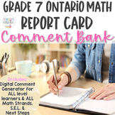 Ontario Report Card Comments Grade 7 Math Comment Generator