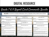 Ontario Report Card Comments - Grade 7 and 8 (Editable)