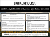 Ontario Report Card Comments - Grade 7 and 8 Mathematics a