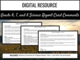 Ontario Report Card Comments - Grades 6, 7, and 8 Science 