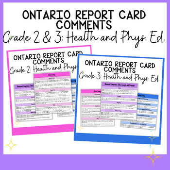 Preview of Ontario Report Card Guide Grade 2 & 3 Health and Physical Education Comments