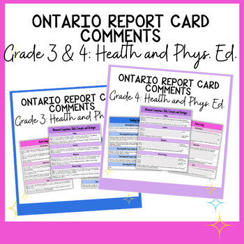 Preview of Ontario Report Card Guide Grade 3 & 4 Health and Physical Education Comments