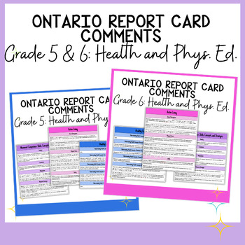 Preview of Ontario Report Card Guide Grade 5 & 6 Health and Physical Education Comments