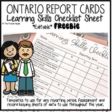 Ontario Report Cards ~ Learning Skills Checklist (Editable