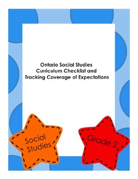 Preview of Gr. 2 Ontario Social Studies Checklist and Tracking of Curriculum Expectations