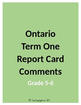Preview of Ontario Term One Report Card Comments Grade 5/6