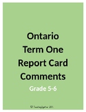 Ontario Term One Report Card Comments Grade 5/6