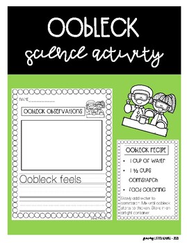 Oobleck Activity by Growing Little Readers | Teachers Pay Teachers