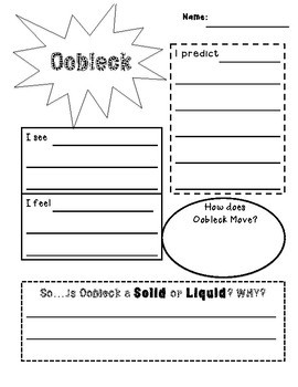 Preview of Oobleck Experiment Worksheet
