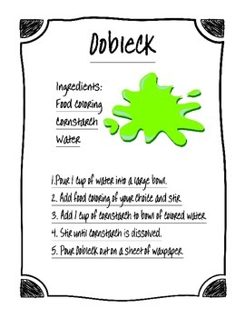 Preview of Oobleck Recipe and Recording Sheet