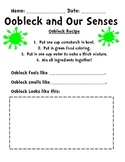 Oobleck Recipe and Writing and Senses Activities