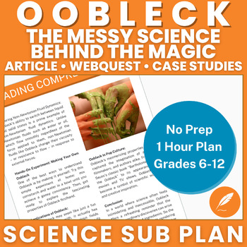Preview of Oobleck Science: Non-Newtonian Cornstarch Putty Slime (NO PREP sub) Activities++