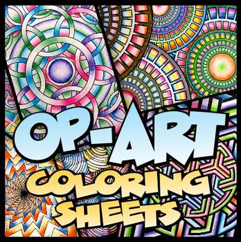 Op-Art Coloring Sheets - 100 unique designs, 2 sizes | TpT