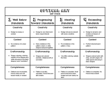 Preview of Op Art Design Self Check Rubric