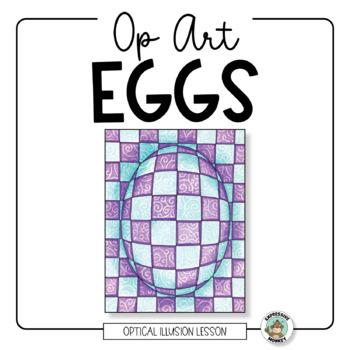 Preview of Op Art Egg Drawing • Upper Elementary • Middle School • Art Lesson