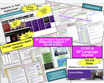 Preview of Op-ed unit- Rhetorical Analysis Project Based - videos, Padlets, lessons, PBL