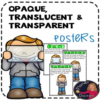 Preview of Opaque, Transparent and Translucent posters physical science light unit