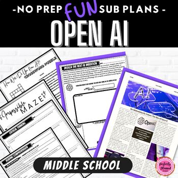 Preview of Open AI | ChatGBT | ELA Emergency Sub Plans Middle School | Fun Lesson Activity