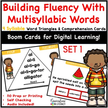Preview of Open Closed Syllable Decoding Multisyllabic Words 4 Distance Learning Boom Cards