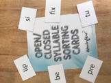 Open Closed Syllable Sorting Cards