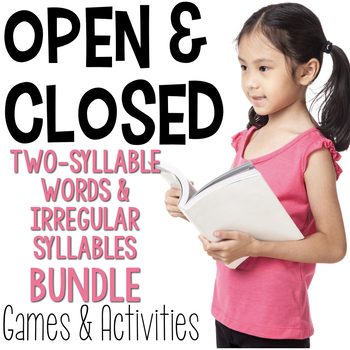 Preview of Open & Closed Syllables Worksheets - Two-Syllable Words, Division, Sort, Games