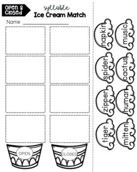 Open & Closed Syllable Worksheets [NO PREP] | TpT