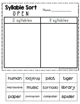 Open & Closed Syllable Worksheets [NO PREP] | TpT