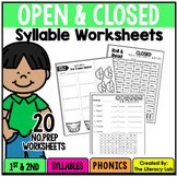 Open & Closed Syllable Worksheets [NO PREP]