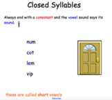 Open/Closed Syllables