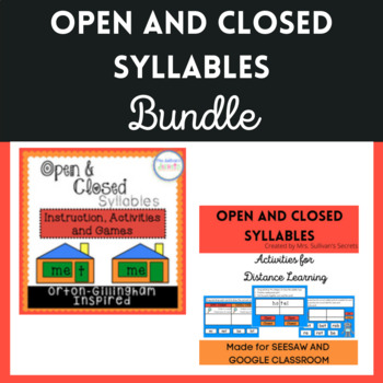 Preview of Open & Closed Syllables Bundle - Orton-Gillingham Inspired - Print & Digital