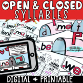 Open & Closed Syllables - DIGITAL & PRINTABLE