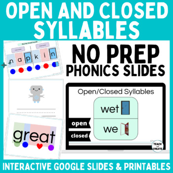 Preview of Open & Closed Syllables NO PREP PHONICS SLIDES 