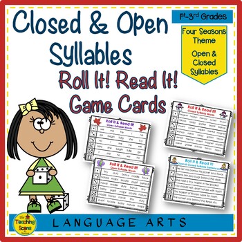 Preview of Open & Closed Syllables Roll It  Read It Game Cards Plus Posters
