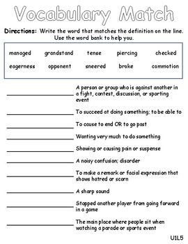 Open Court 2nd Grade Vocabulary Unit 1 Lesson 5 by Teach with Mrs Heath