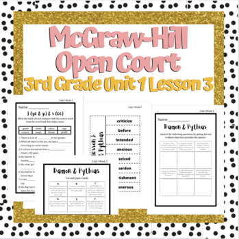 Preview of Open Court 3rd Grade unit 1 lesson 3 week 3 | Worksheets | Vocabulary | OCR